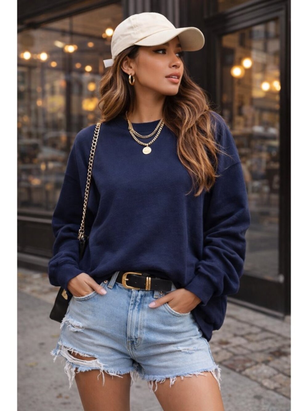 NWT Navy Hi Low Cozy Sweatshirt